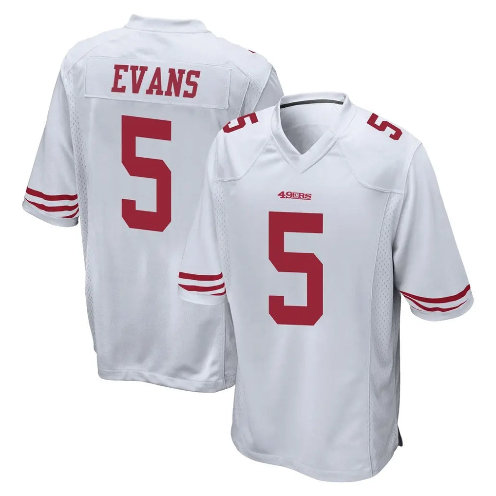 Choea SF.49ers #5 Mike Evans Player White Home Game Stitched Jerseys
