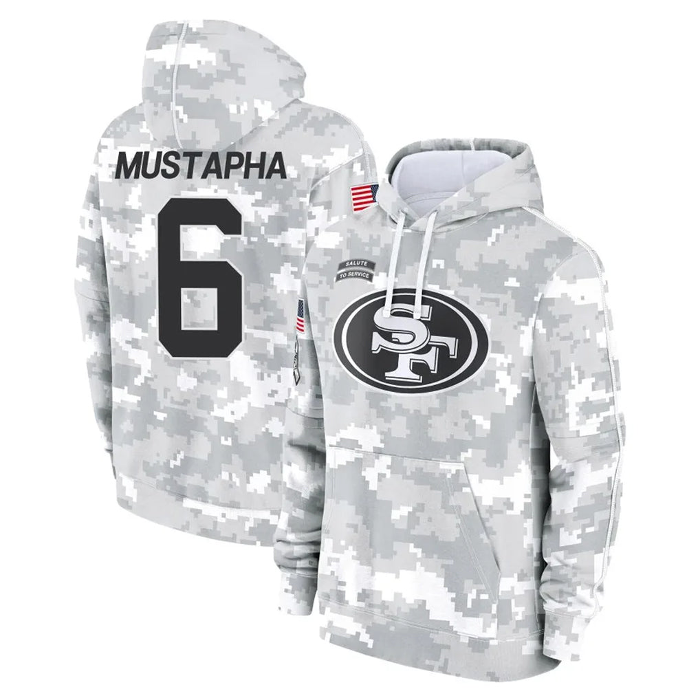 Choea SF.49ers #6 Malik Mustapha Player Arctic Camo Limited Salute to Service Pullover Hoodies Game Stitched Jerseys