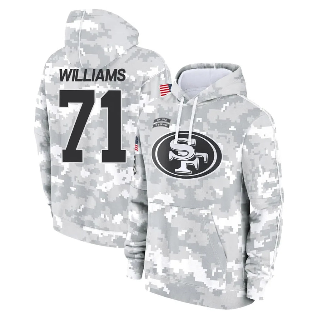 Choea SF.49ers #71 Trent Williams Player Arctic Camo Limited Salute to Service Pullover Hoodies Game Stitched Jerseys