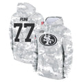 Choea SF.49ers #77 Dominick Puni Player Arctic Camo Limited Salute to Service Pullover Hoodies Game Stitched Jerseys