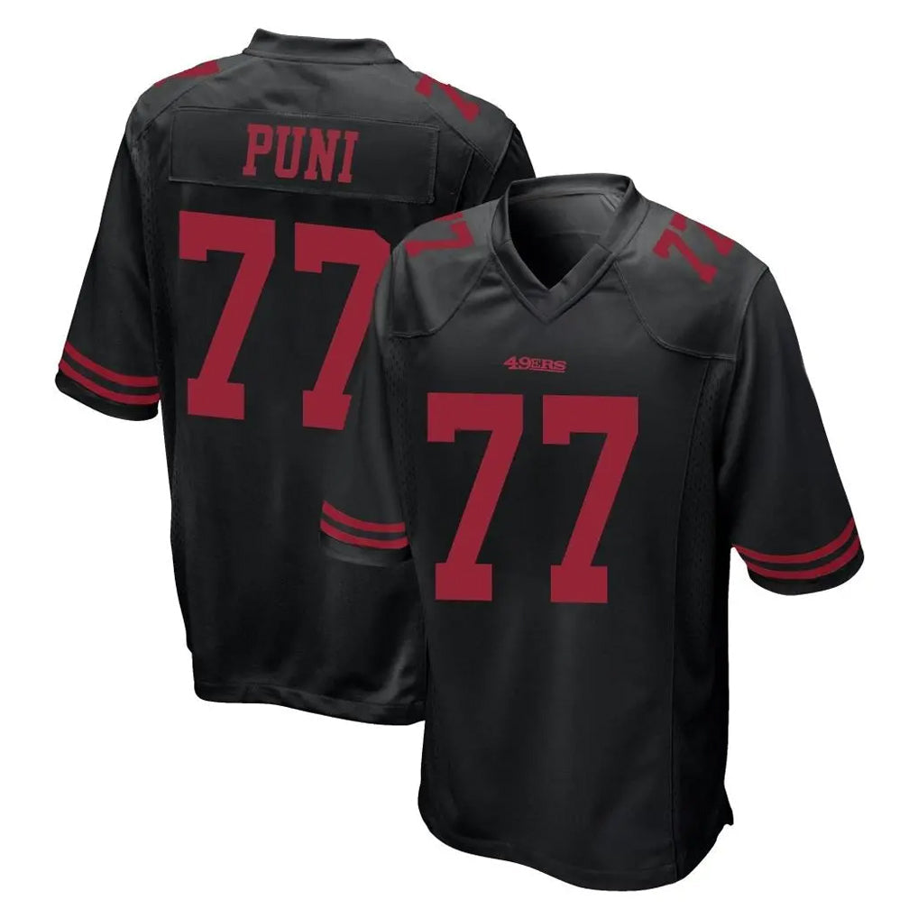 Choea SF.49ers #77 Dominick Puni Player Black Alternate Home Game Stitched Jerseys
