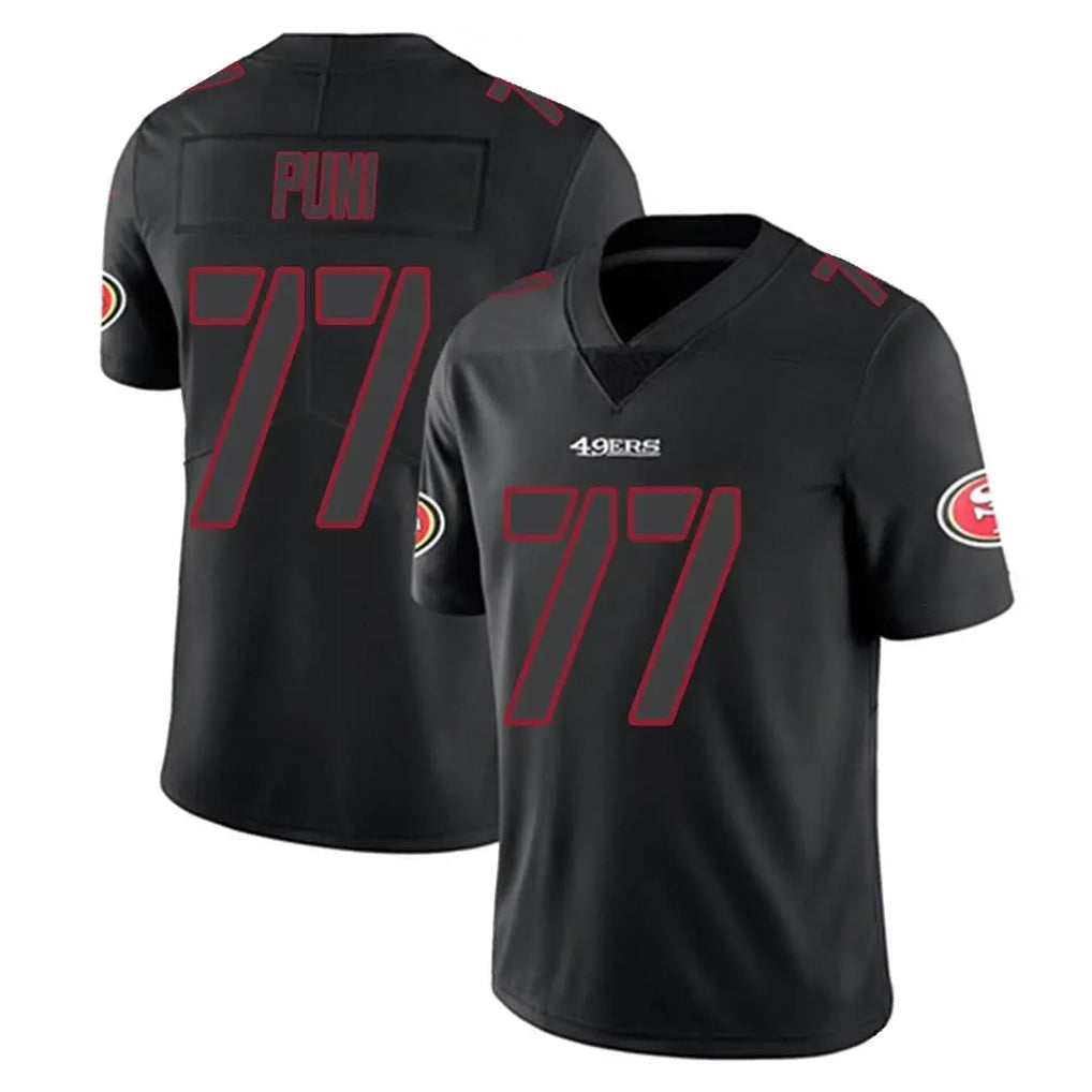 Choea SF.49ers #77 Dominick Puni Player Black Impact Limited Home Game Stitched Jerseys