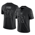 Choea SF.49ers #77 Dominick Puni Player Black Limited Reflective Home Game Stitched Jerseys
