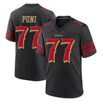 Choea SF.49ers #77 Dominick Puni Player Black Rivalries Collection Home Game Stitched Jerseys