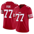 Choea SF.49ers #77 Dominick Puni Player Red Limited Vapor F.U.S.E. Home Game Stitched Jerseys