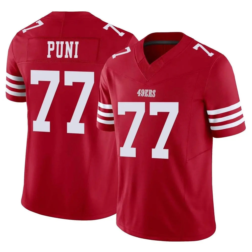 Choea SF.49ers #77 Dominick Puni Player Red Limited Vapor F.U.S.E. Home Game Stitched Jerseys