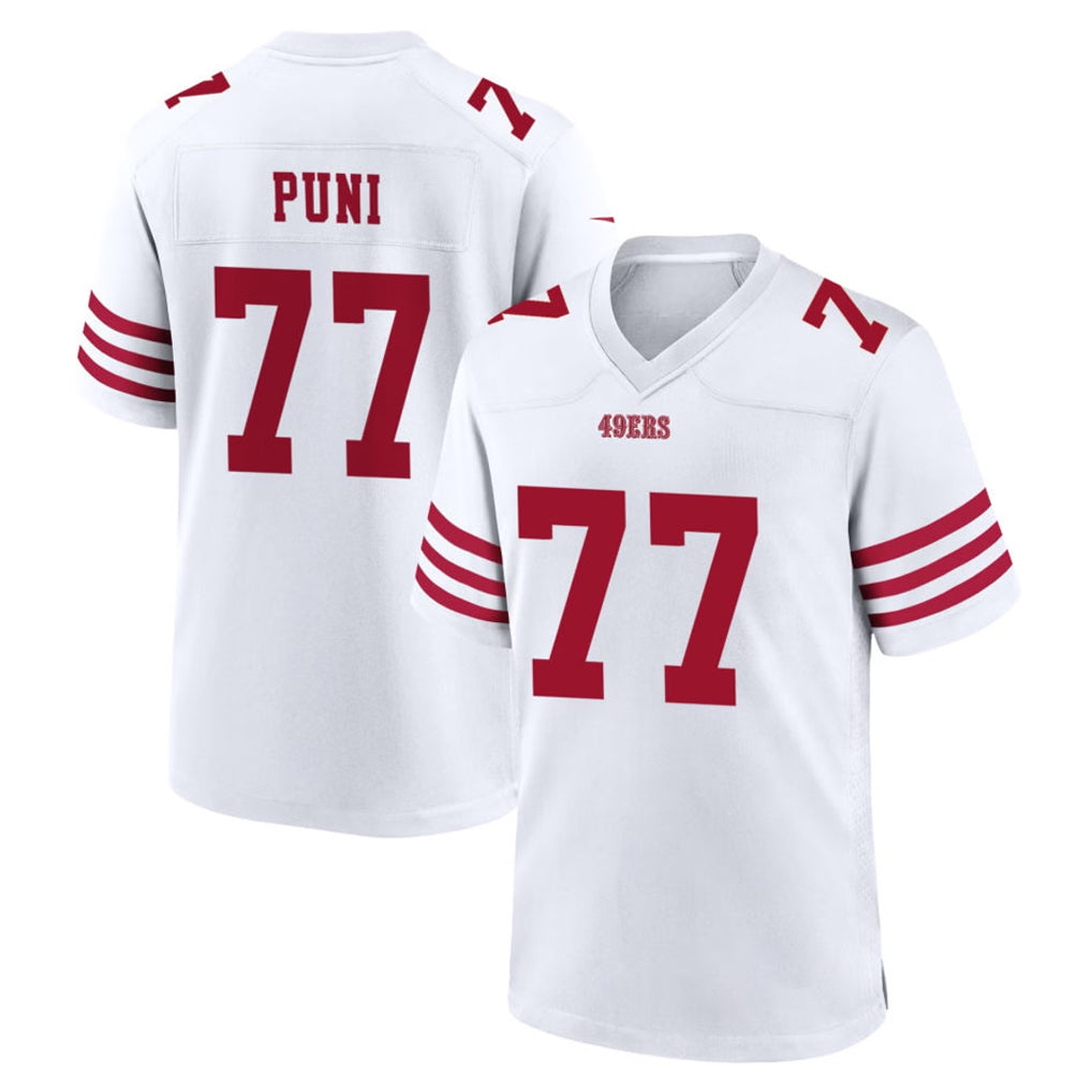 Choea SF.49ers #77 Dominick Puni Player White Game Home Stitched Jerseys