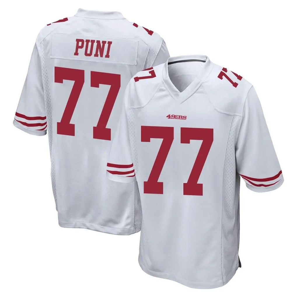 Choea SF.49ers #77 Dominick Puni Player White Home Game Stitched Jerseys