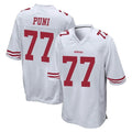 Choea SF.49ers #77 Dominick Puni Player White Home Game Stitched Jerseys