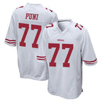 Choea SF.49ers #77 Dominick Puni Player White Home Game Stitched Jerseys