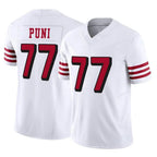 Choea SF.49ers #77 Dominick Puni Player White Limited Alternate Vapor F.U.S.E. Home Game Stitched Jerseys