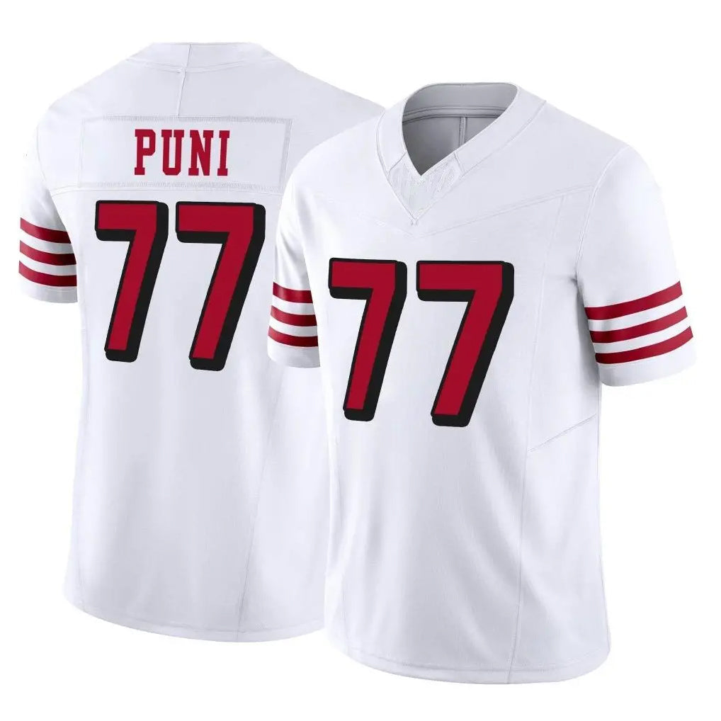 Choea SF.49ers #77 Dominick Puni Player White Limited Alternate Vapor F.U.S.E. Home Game Stitched Jerseys
