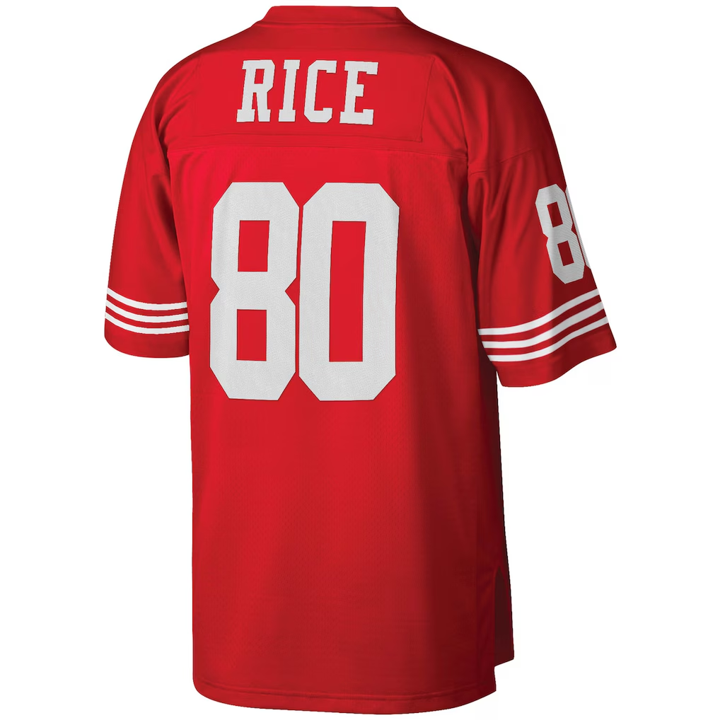 Choea SF.49ers #80 Jerry Rice Mitchell & Ness Scarlet Big & Tall 1990 Retired Player Replica Stitched Puhic Jersey