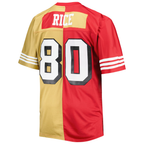 Choea SF.49ers #80 Jerry Rice Mitchell & Ness ScarletGold Big & Tall Split Legacy Retired Player Replica Jersey