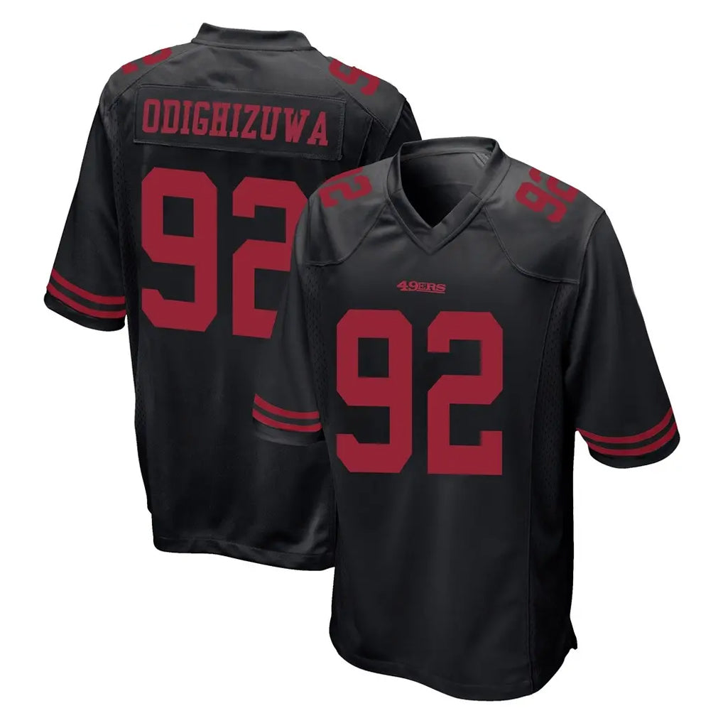 Choea SF.49ers #92 Osa Odighizuwa Player Black Alternate Home Game Stitched Jerseys