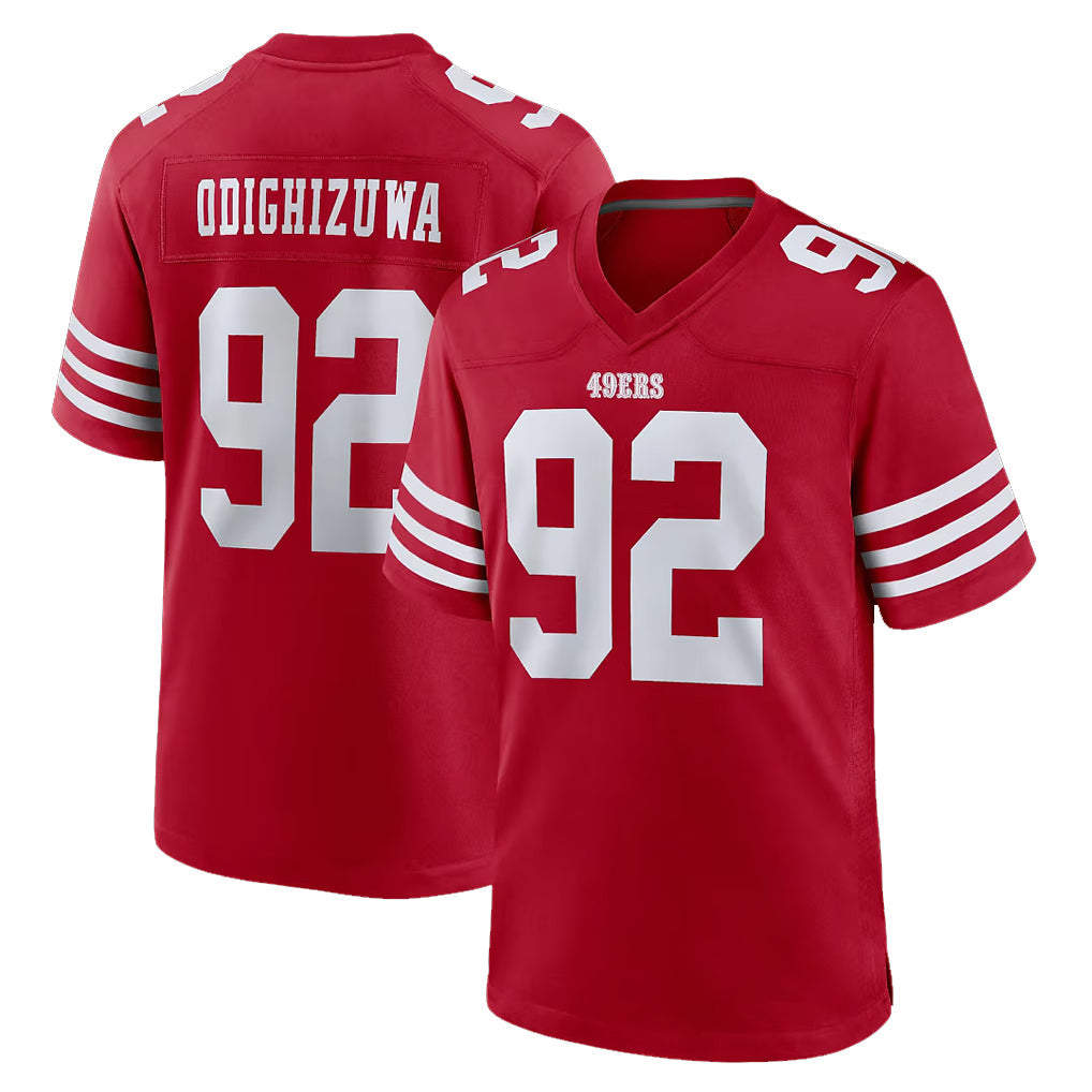 Choea SF.49ers #92 Osa Odighizuwa Player Red Game Home Stitched Jerseys