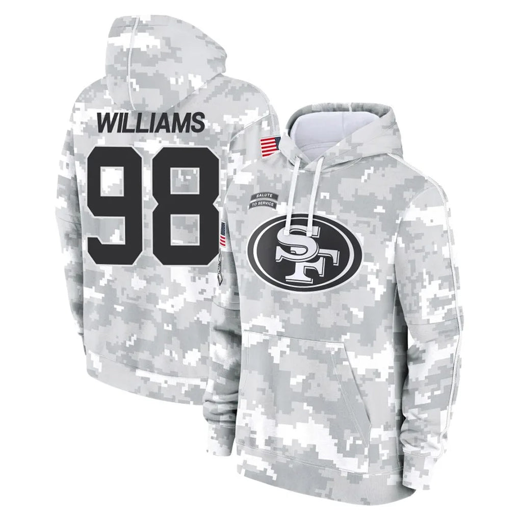 Choea SF.49ers #98 Mykel Williams Player Arctic Camo Limited Salute to Service Pullover Hoodies Game Stitched Jerseys