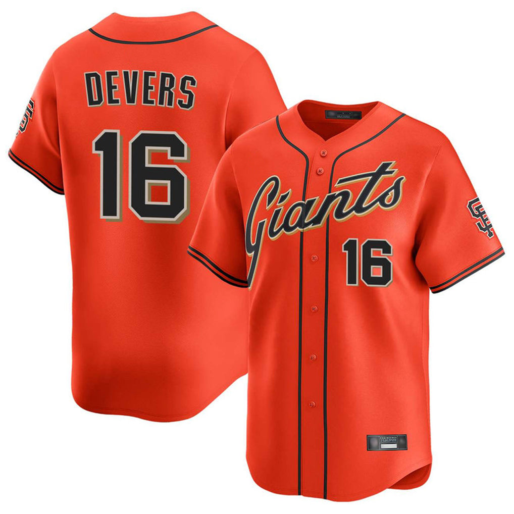 Choea SF.Giants #16 Rafael Devers Player Orange Home Limited Stitched Jerseys