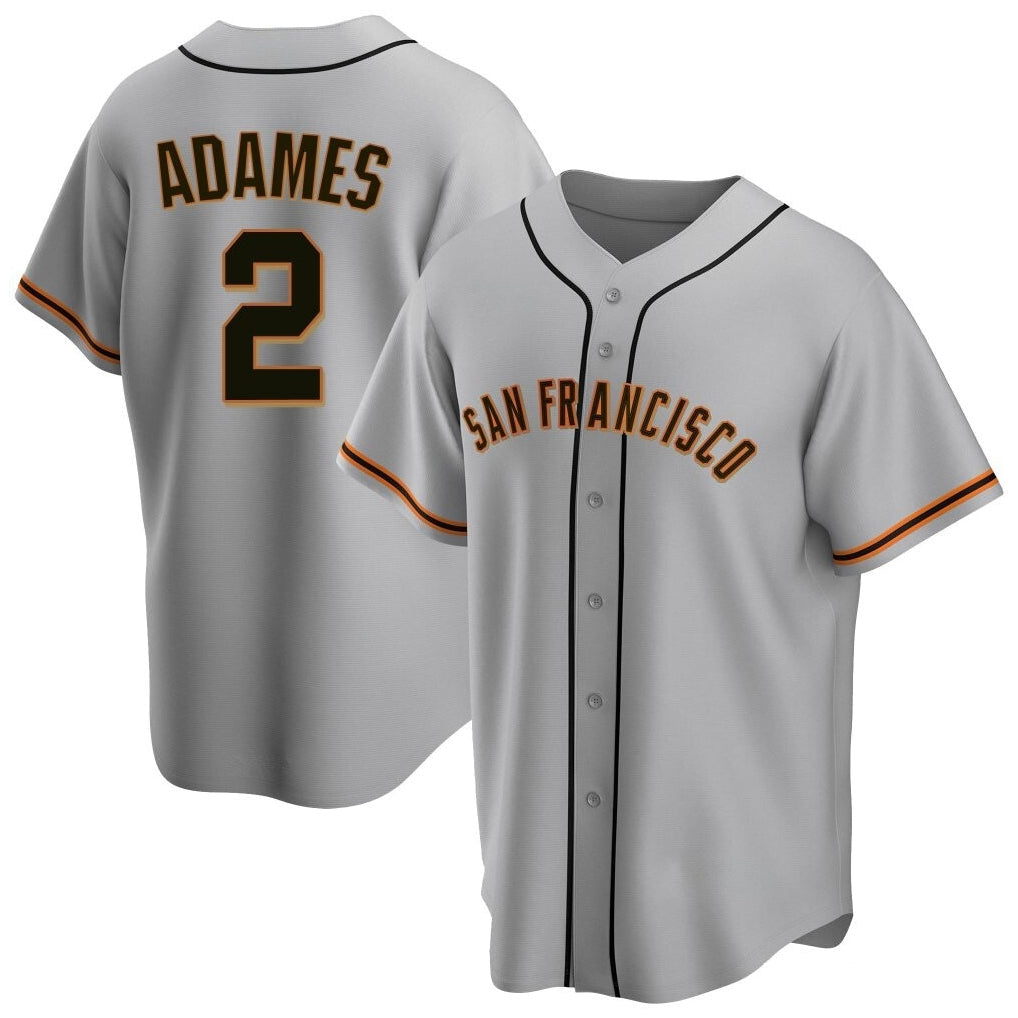 Choea SF.Giants #2 Willy Adames Player Gray Home Game Stitched Jerseys