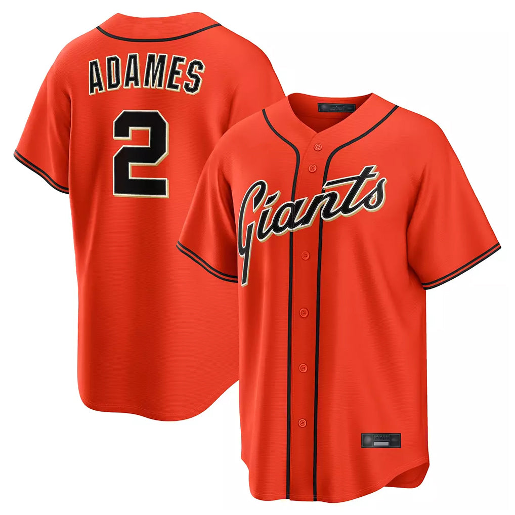 Choea SF.Giants #2 Willy Adames Player Orange Home Game Stitched Jerseys