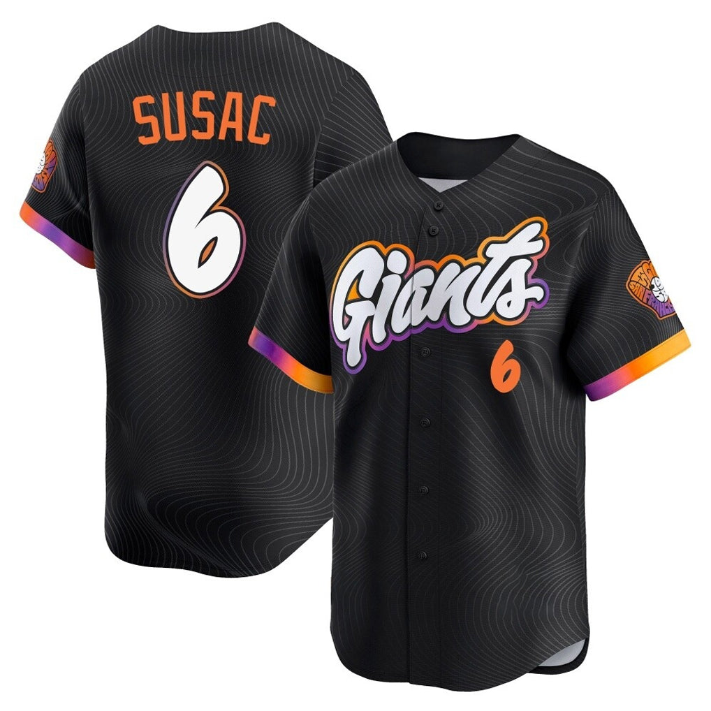 Choea SF.Giants #6 Daniel Susac Player Black 2025 City Connect Home Limited Stitched Jerseys