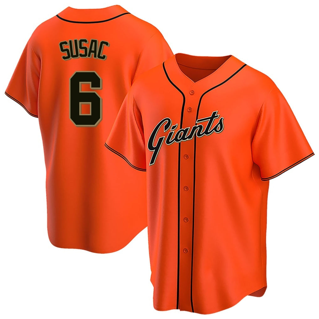 Choea SF.Giants #6 Daniel Susac Player Orange Home Game Stitched Jerseys