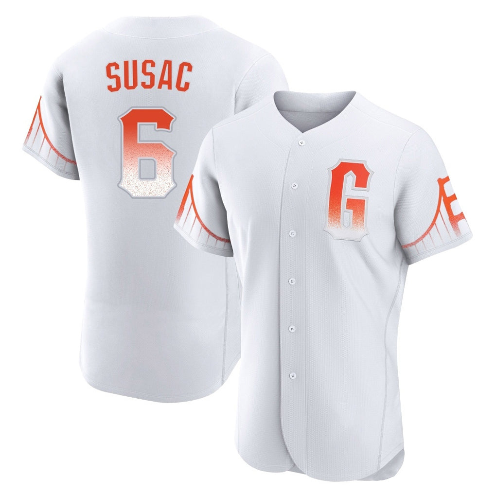 Choea SF.Giants #6 Daniel Susac Player White City Connect Home Limited Elite Stitched Jerseys