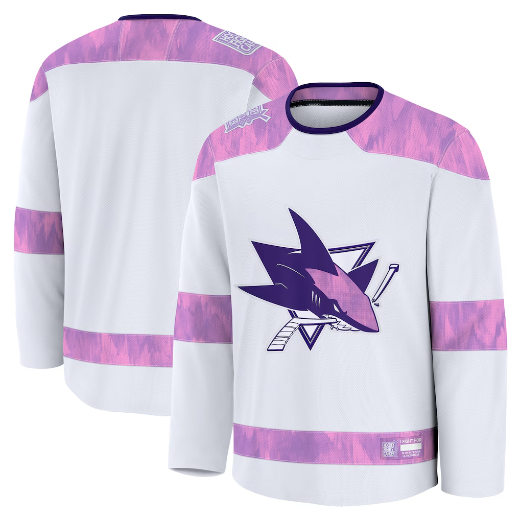 Choea S.Jose Sharks White 2024 Hockey Fights Cancer Practice Jerseys