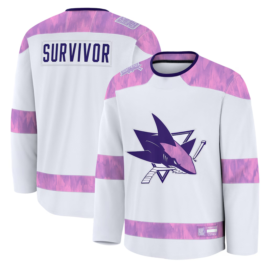 Choea S.Jose Sharks White Hockey Fights Cancer Survivor Practice Jerseys