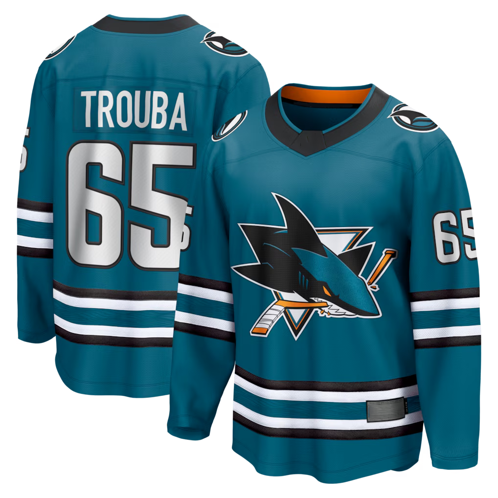 Choea S.Jose Sharks #65 Jacob Trouba Teal Home Breakaway Jerseys