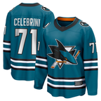 Choea S.Jose Sharks #71 Macklin Celebrini Teal Home Breakaway Jerseys