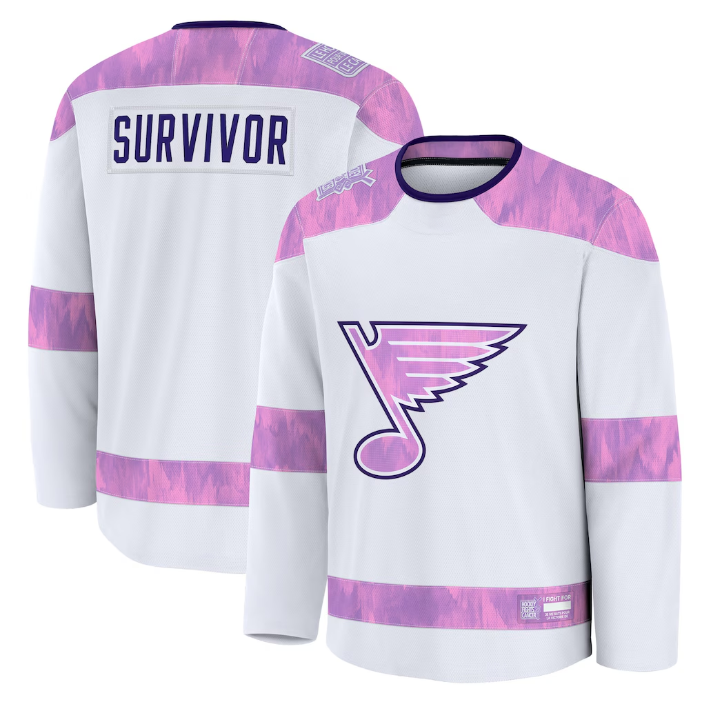 Choea St.L.Blues White Hockey Fights Cancer Survivor Practice Jerseys
