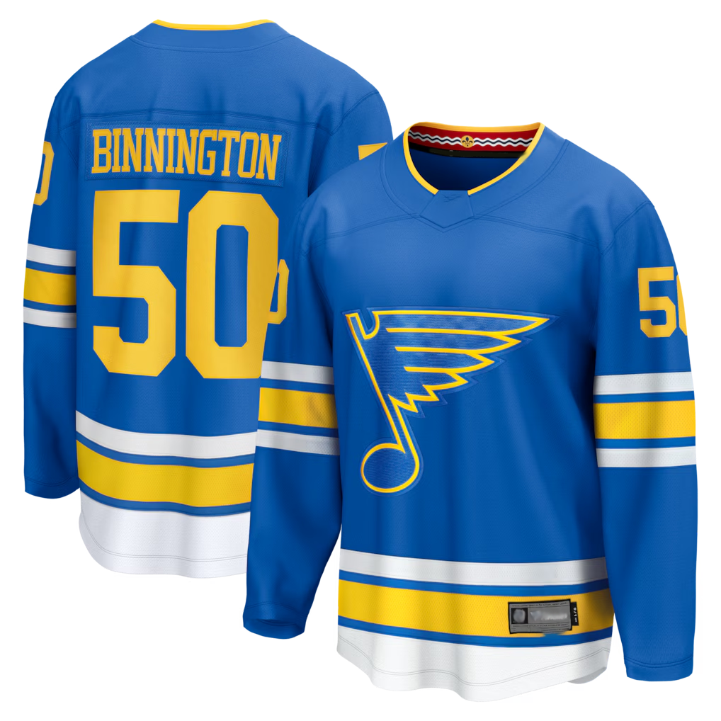 Choea St.L.Blues #50 Jordan Binnington Blue Home Breakaway Jerseys