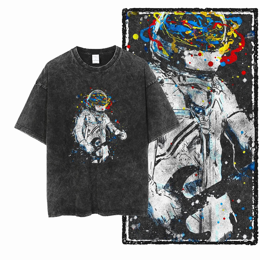 Cheap T-shirt Jerseys SA ASTRONAUT SPACE THEMES Printed Cotton Acid Washed Graphic Unisex T Shirt Cool Streetwear Men Tshirts Big Size Tee for men