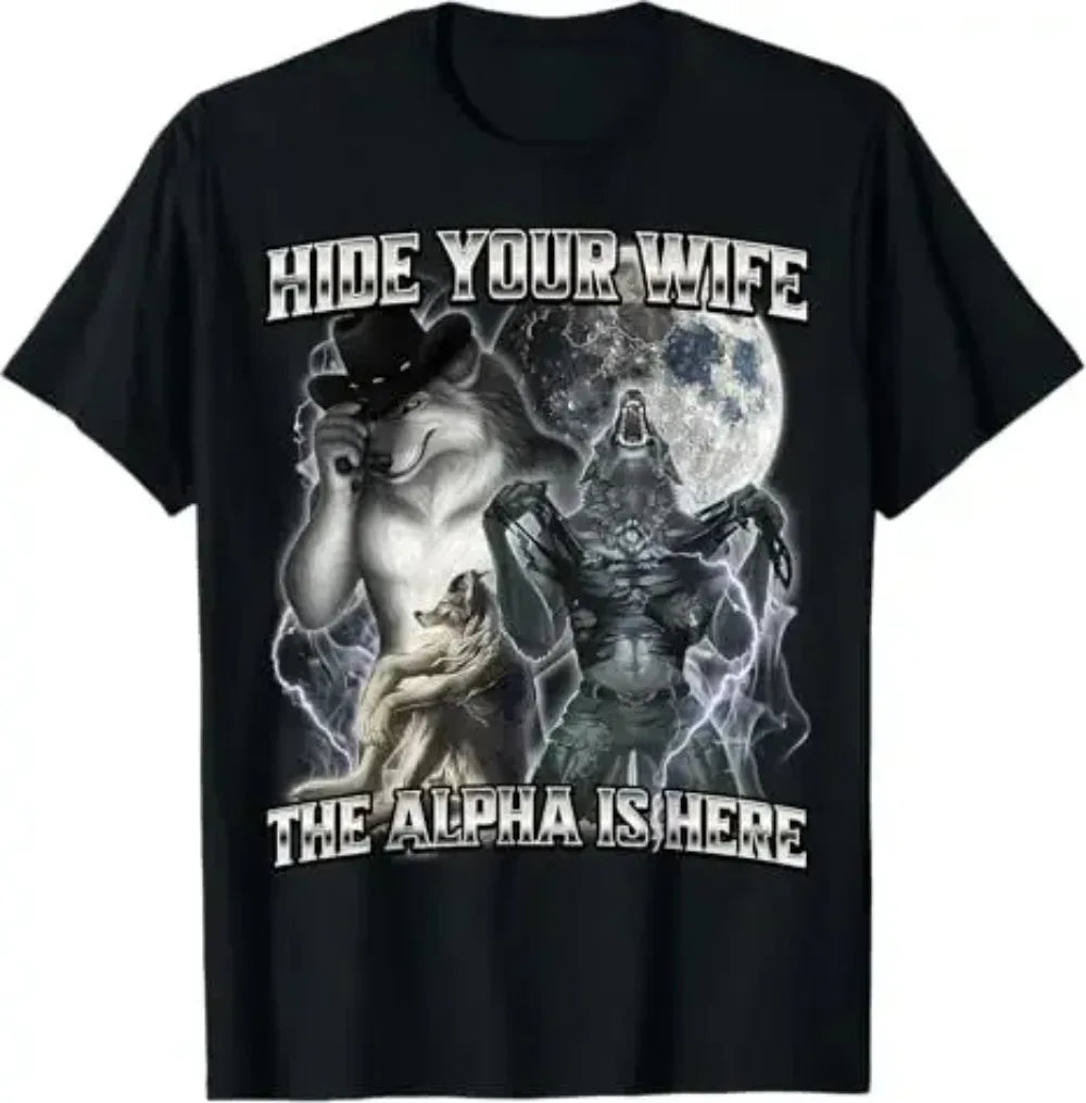 Cheap T-shirt Jerseys Short Sleeved Y2k Tshirt If They Talk Behind Your Back Fart Humor Funny Hide Your Wife The Alpha Is Here Saying Wolf Graphic