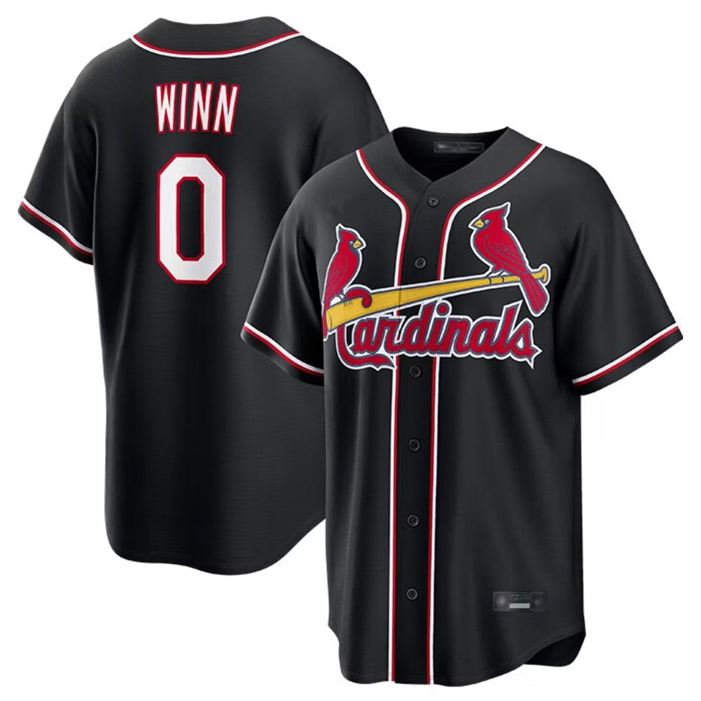 Choea St. Louis Cardinals #0 Masyn Winn Player Black Carbon Fashio Game Stitched Jerseys