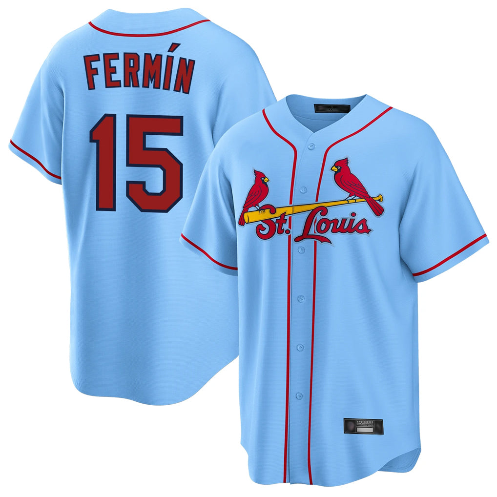 Choea St. Louis Cardinals #15 Jose Fermin Player Light Blue Home Game Stitched Jerseys