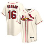 Choea St. Louis Cardinals #16 Nolan Gorman Player Cream Home Game Stitched Jerseys