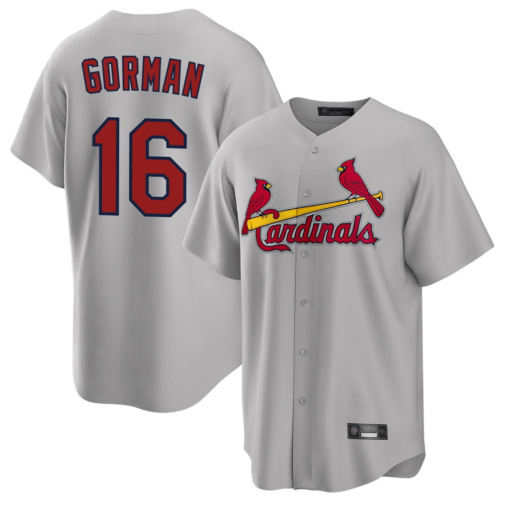 Choea St. Louis Cardinals #16 Nolan Gorman Player Gray Home Game Stitched Jerseys