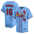 Choea St. Louis Cardinals #16 Nolan Gorman Player Light Blue Home Limited Stitched Jerseys