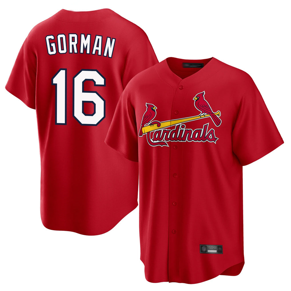 Choea St. Louis Cardinals #16 Nolan Gorman Player Red Home Game Stitched Jerseys