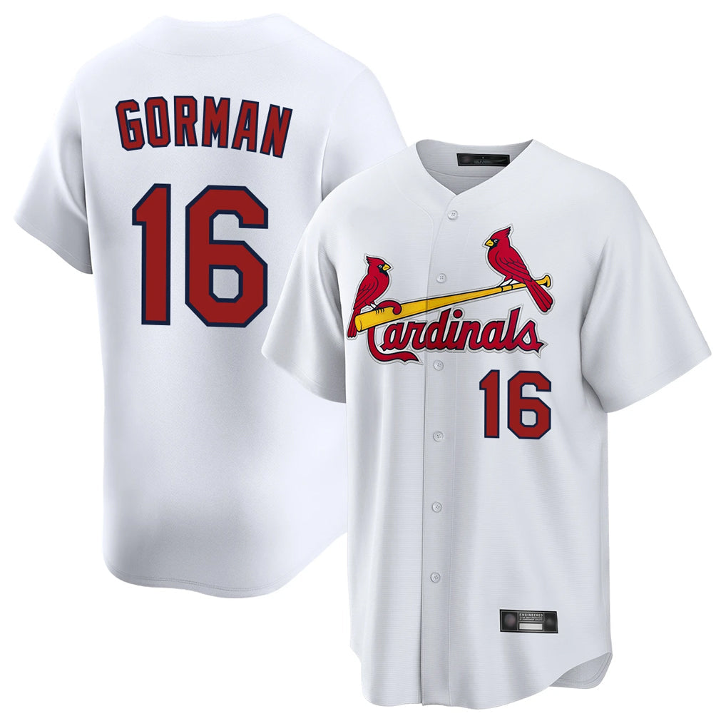 Choea St. Louis Cardinals #16 Nolan Gorman Player White Home Game Stitched Jerseys