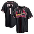 Choea St. Louis Cardinals #1 Ozzie Smith Player Black Carbon Fashio Game Stitched Jerseys