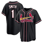 Choea St. Louis Cardinals #1 Ozzie Smith Player Black Carbon Fashio Game Stitched Jerseys