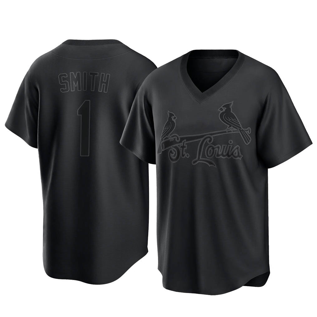 Choea St. Louis Cardinals #1 Ozzie Smith Player Black City Connect T-shirt Stitched Jerseys