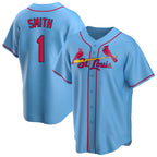 Choea St. Louis Cardinals #1 Ozzie Smith Player Light Blue Home Game Stitched Jerseys