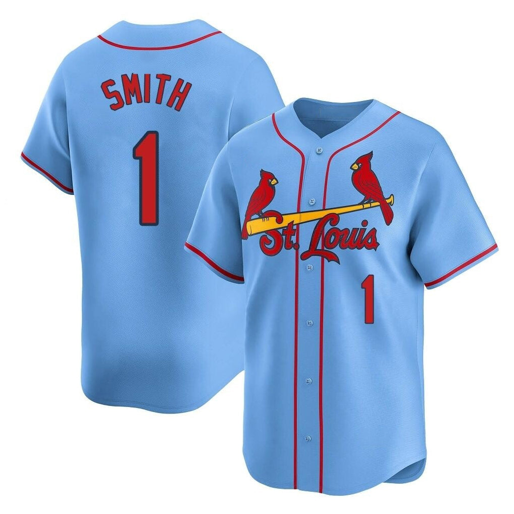 Choea St. Louis Cardinals #1 Ozzie Smith Player Light Blue Home Limited Stitched Jerseys