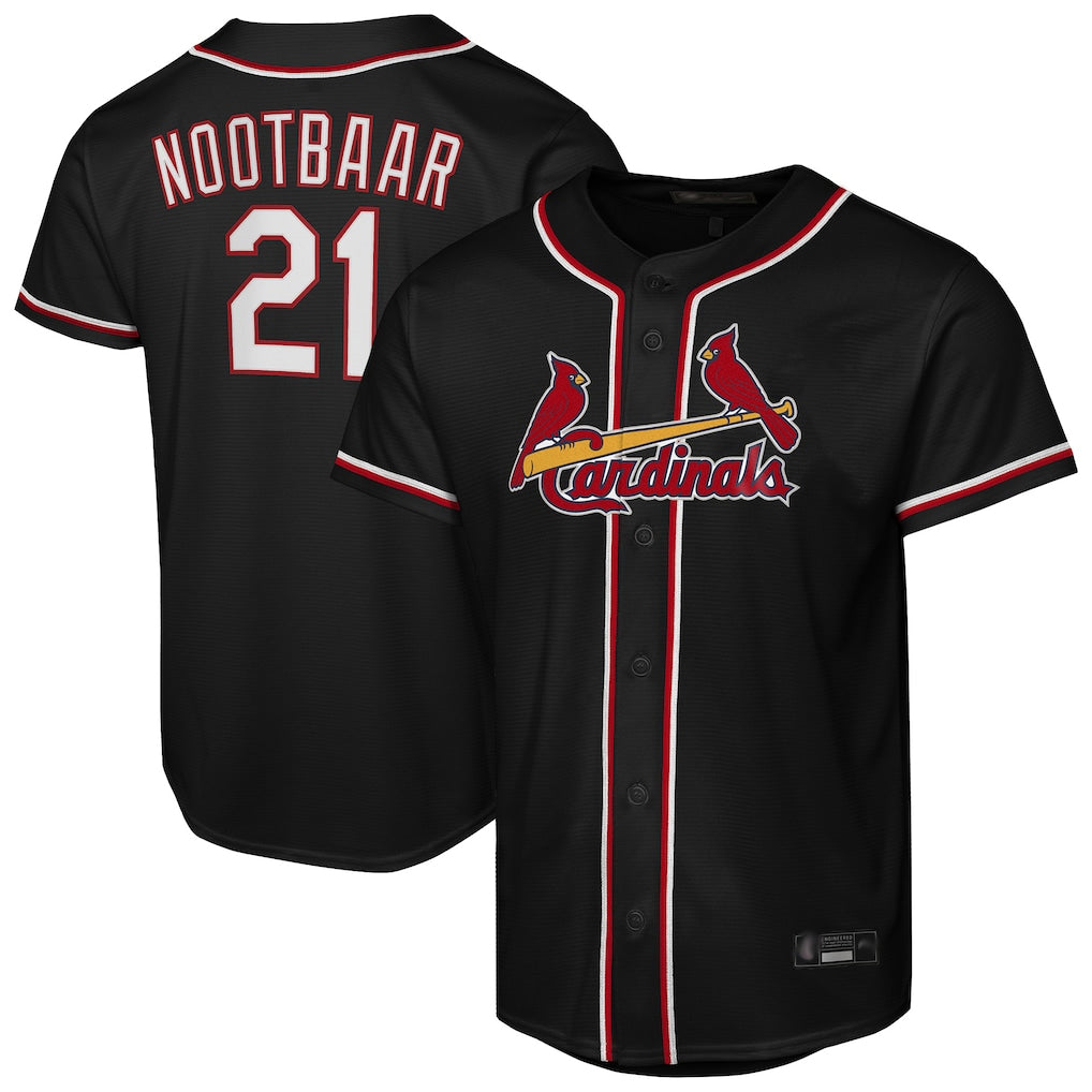 Choea St. Louis Cardinals #21 Lars Nootbaar Player Black Carbon Fashio Game Stitched Jerseys