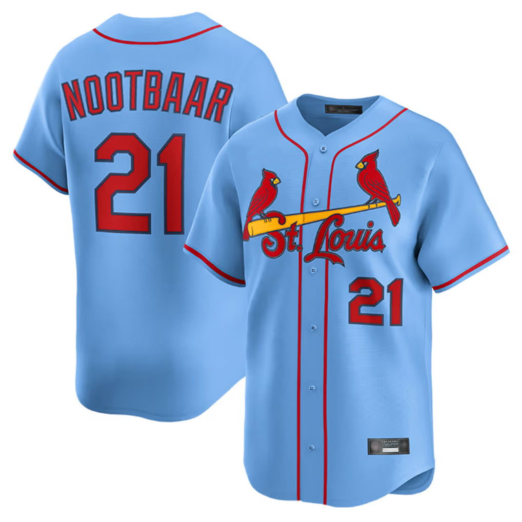 Choea St. Louis Cardinals #21 Lars Nootbaar Player Light Blue Home Limited Stitched Jerseys