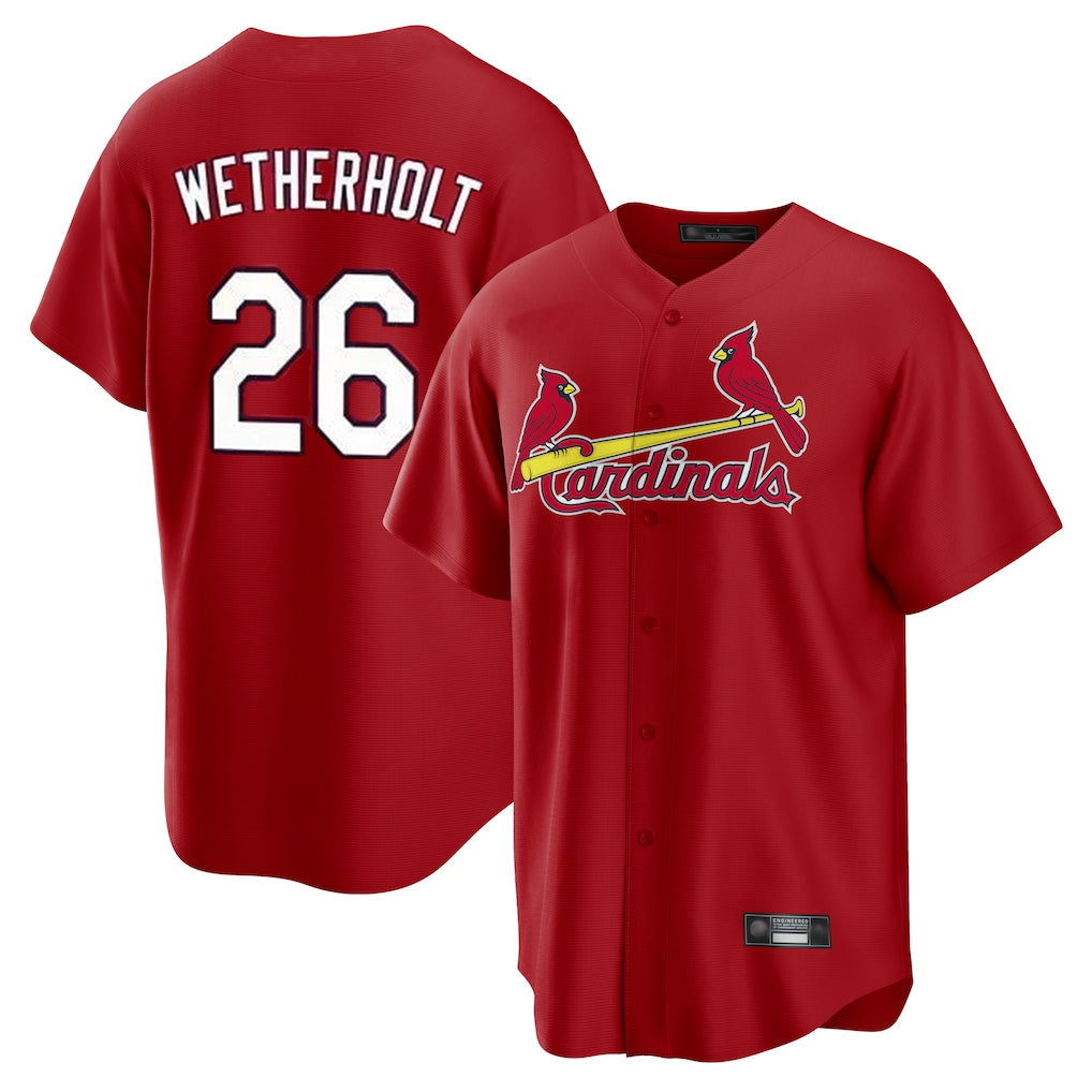 Choea St. Louis Cardinals #26 JJ Wetherholt Player Red Home Game Stitched Jerseys